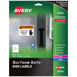 Walmart Avery Removable Label Safety Signs, 3-1/2x 5, Printable, 60/PK (61514) offer