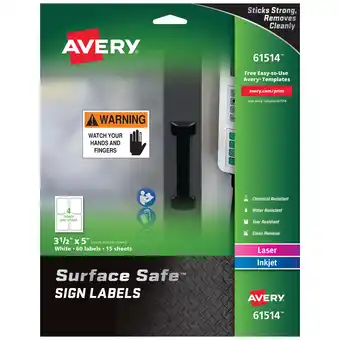 Walmart Avery Removable Label Safety Signs, 3-1/2x 5, Printable, 60/PK (61514) offer