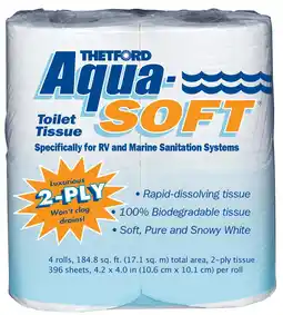Walmart Thetford Toilet Paper, Aqua-Soft, 4 Rolls offer