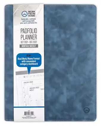 Walmart Work From Home Padfolio Weekly/Monthly Planner, Oct 2021-Dec 2022, 12.25 x 10 Blue offer