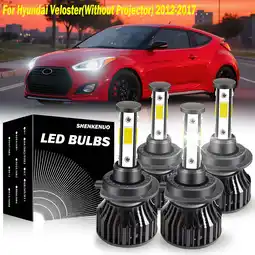 Walmart For 2012-2017 Hyundai Veloster(Without Projector) 4-Side H7 High/Low Beam Headlights 6000K White,4pc offer