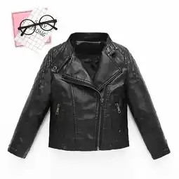 Walmart LFEOOST Children Collar Motorcycle Faux Leather Coats Kids Bomber Pu Soft Leather Jackets Black 150 offer