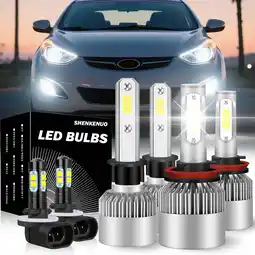 Walmart H1+H11 For Hyundai Elantra 2013 Headlight LED Hi/Lo Beam 881 Fog light 6000K Super Bright Pack of 6 offer
