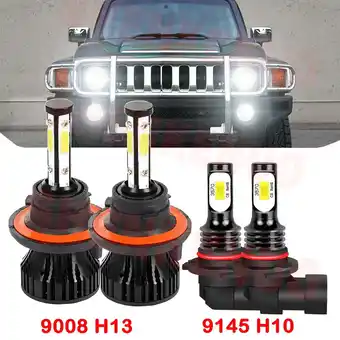 Walmart H13 9008 High&Low Beam for Hummer H3 2006 2007 2008 2009 2010 LED Headlights 9145 Fog Lights 4pcs offer