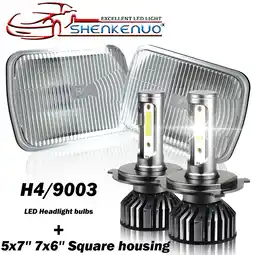 Walmart For Mazda B2200 B2600 B2000 Pair 7x6 Housing Headlight, 9003 LED Bulb High/Low Beam offer