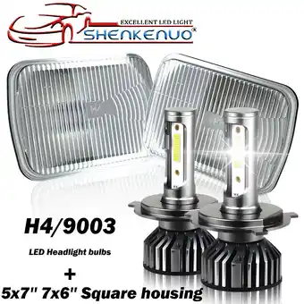 Walmart For Mazda B2200 B2600 B2000 Pair 7x6 Housing Headlight, 9003 LED Bulb High/Low Beam offer
