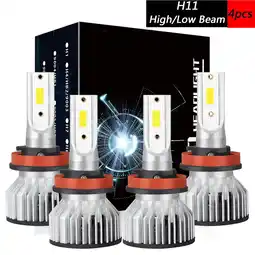 Walmart 4pcs H11 High/Low Light for Chevrolet Camaro 2014-2015 LED Headlight Bulbs White 6000K offer