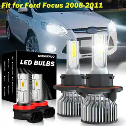Walmart For 2008 2009 2010 2011 Ford Focus Headlights,H13 H11 LED High/Low Beam Bulbs 12000LM 6000K 4pcs offer