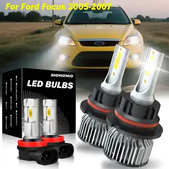 Walmart For Ford Focus 2005 2006 2007 4Pcs High/Low Beam LED Headlight Fog Light Bulbs Kit,12000LM 6000K offer