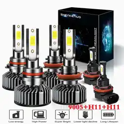 Walmart For 2007-2014 Toyota Camry Headlights,9005/HB3 High Beam+H11 Low Beam Bulbs+H11 fog beam,6pc offer