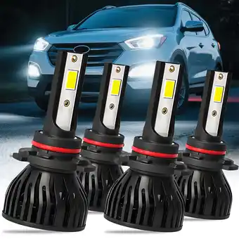 Walmart 9005+9005 LED Headlight High Low Beam Bulbs For Hyundai Santa Fe Sport (With Halogen) 2017-2018 offer