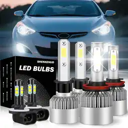 Walmart For Hyundai Elantra Coupe 2013 LED Headlight Bulbs High Low Beam Fog Light Set 6 LED Lamp Kit offer
