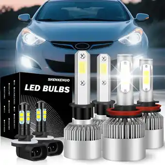 Walmart For Hyundai Elantra Coupe 2013 LED Headlight Bulbs High Low Beam Fog Light Set 6 LED Lamp Kit offer