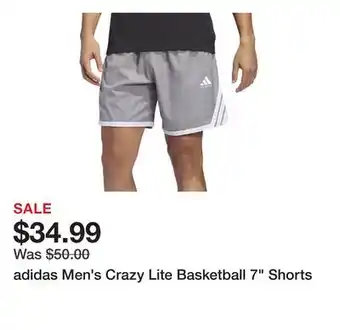 Dick's Sporting Goods adidas Men's Crazy Lite Basketball 7 Shorts offer