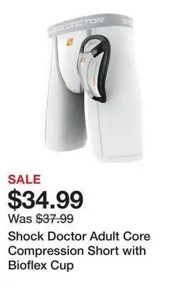 Dick's Sporting Goods Shock Doctor Adult Core Compression Short with Bioflex Cup offer