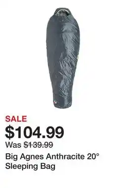 Dick's Sporting Goods Big Agnes Anthracite 20° Sleeping Bag offer