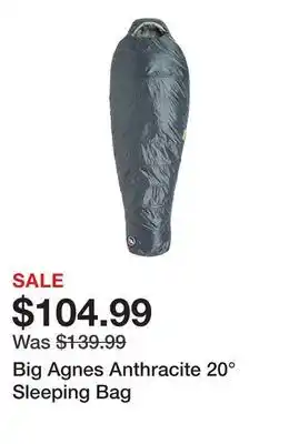 Dick's Sporting Goods Big Agnes Anthracite 20° Sleeping Bag offer