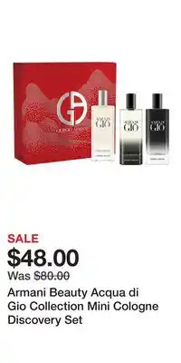 Kohl's Armani Beauty Acqua di Gio Collection Mini Cologne Discovery Set offer