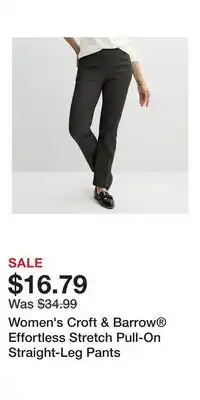 Kohl's Women's Croft & Barrow Effortless Stretch Pull-On Straight-Leg Pants offer