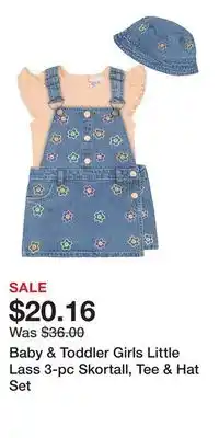 Kohl's Baby & Toddler Girls Little Lass 3-pc Skortall, Tee & Hat Set offer