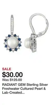 Kohl's RADIANT GEM Sterling Silver Freshwater Cultured Pearl & Lab-Created Blue Spinel Drop Earrings offer