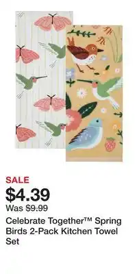 Kohl's Celebrate Together Spring Birds 2-Pack Kitchen Towel Set offer