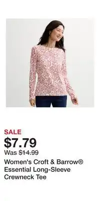 Kohl's Women's Croft & Barrow Essential Long-Sleeve Crewneck Tee offer