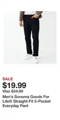Kohl's Men's Sonoma Goods For Life Straight-Fit 5-Pocket Everyday Pant offer