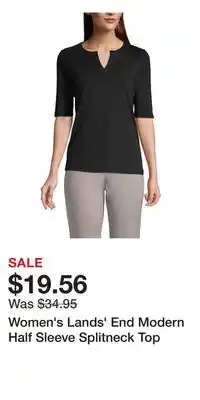 Kohl's Women's Lands' End Modern Half Sleeve Splitneck Top offer