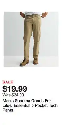 Kohl's Men's Sonoma Goods For Life Essential 5 Pocket Tech Pants offer