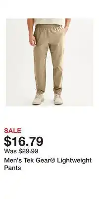 Kohl's Men's Tek Gear Lightweight Pants offer