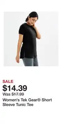 Kohl's Women's Tek Gear Short Sleeve Tunic Tee offer