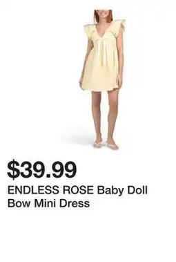 Marshalls ENDLESS ROSE Baby Doll Bow Mini Dress offer