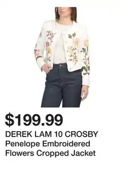 Marshalls DEREK LAM 10 CROSBY Penelope Embroidered Flowers Cropped Jacket offer