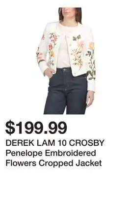 Marshalls DEREK LAM 10 CROSBY Penelope Embroidered Flowers Cropped Jacket offer