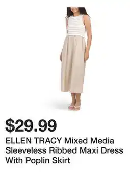 Marshalls ELLEN TRACY Mixed Media Sleeveless Ribbed Maxi Dress With Poplin Skirt offer