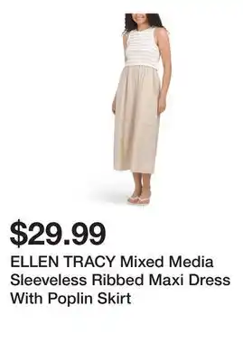 Marshalls ELLEN TRACY Mixed Media Sleeveless Ribbed Maxi Dress With Poplin Skirt offer