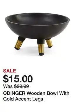 Marshalls ODINGER Wooden Bowl With Gold Accent Legs offer