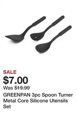 Marshalls GREENPAN 3pc Spoon Turner Metal Core Silicone Utensils Set offer