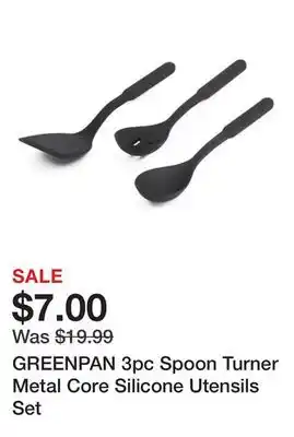 Marshalls GREENPAN 3pc Spoon Turner Metal Core Silicone Utensils Set offer