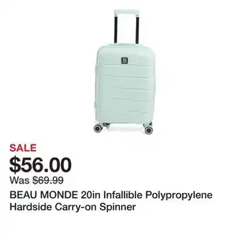 Marshalls BEAU MONDE 20in Infallible Polypropylene Hardside Carry-on Spinner offer