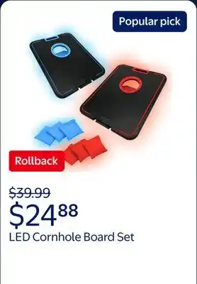 Walmart LED Cornhole Board Set - Light Up Bean Bag Toss with 6 Bags, by MinnARK offer