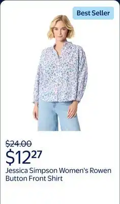 Walmart Jessica Simpson Women's and Women's Plus Rowen Button Front Shirt offer