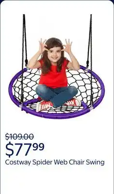 Walmart Costway Spider Web Chair Swing w/ Adjustable Hanging Ropes Kids Play Equipment Purple offer