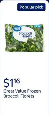 Walmart Great Value Frozen Broccoli Florets, Steamable Bag offer