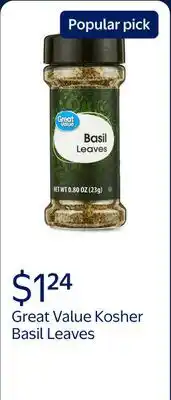 Walmart Great Value Kosher Basil Leaves offer