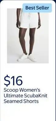 Walmart Scoop Women's and Women's Plus Ultimate ScubaKnit Seamed Shorts offer