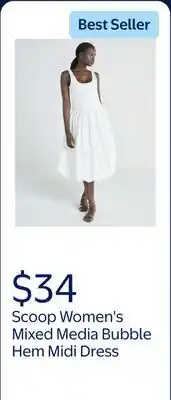 Walmart Scoop Women's and Women's Plus Mixed Media Bubble Hem Midi Dress offer