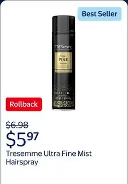 Walmart Tresemme Ultra Fine Mist Hairspray for Flexible Hold with Pro Lock Tech offer