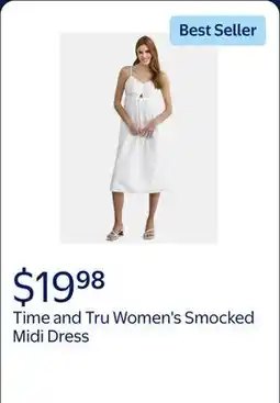 Walmart Time and Tru Women's Smocked Midi Dress offer